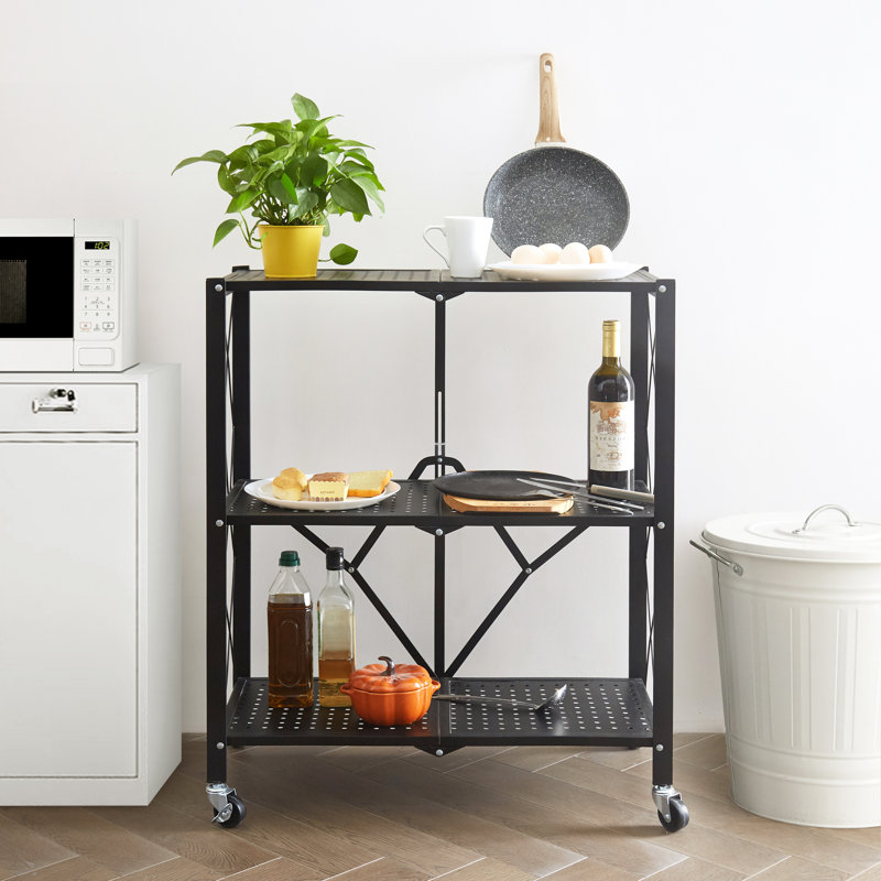 Latitude Run® 33.85" H x 27" W Foldable Rolling Metal Storage Shelf
